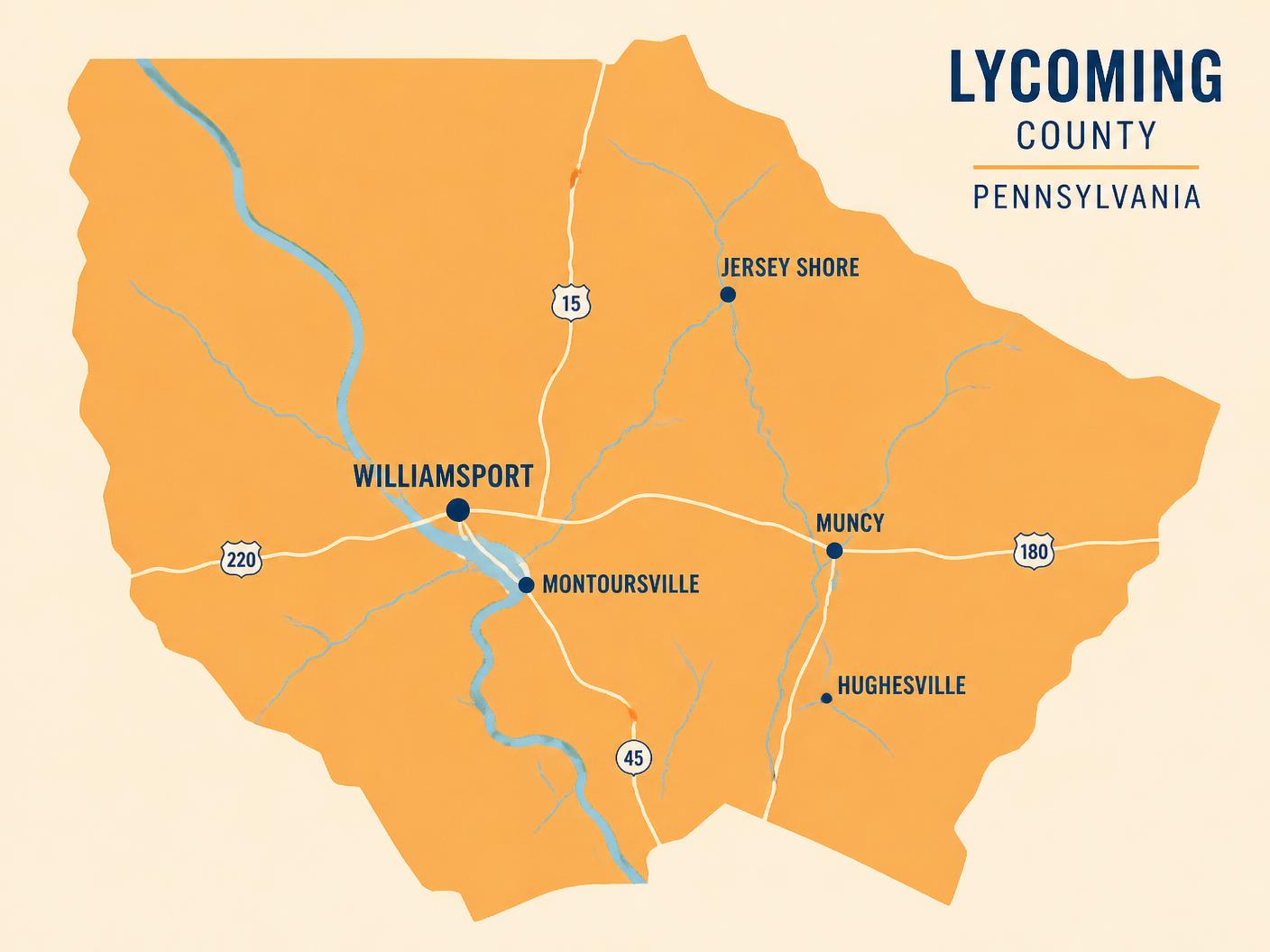 Map of Lycoming County, PA